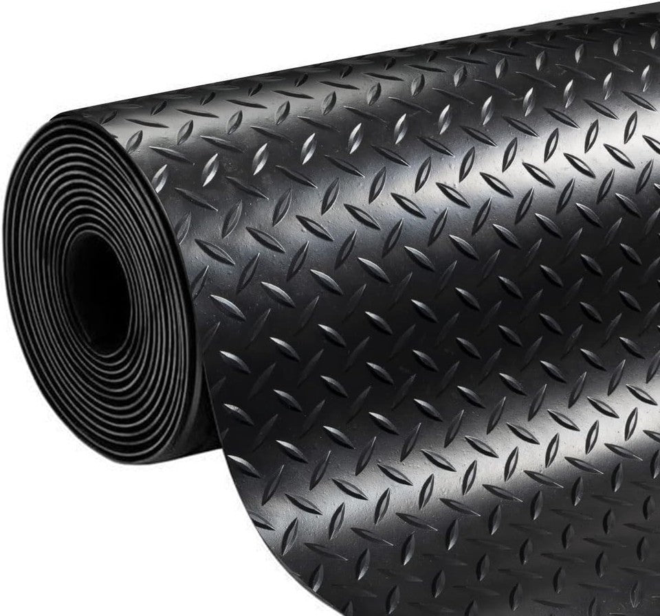 Diamond Plate Gym Floor Mat Rubber Roll Garage Golf Cart Truck Bed Flooring