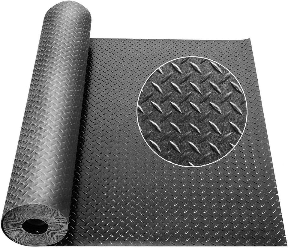 Diamond Plate Gym Floor Mat Rubber Roll Garage Golf Cart Truck Bed Flooring