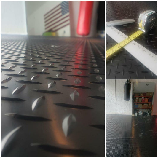 Diamond Plate 1/4 Thick Gym Floor Mat Rubber Roll Garage Golf Cart Flooring