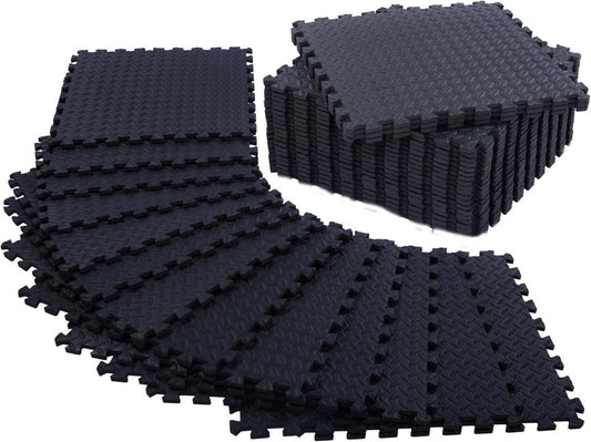 24pc EVA Foam Puzzle Exercise Mat 96 Sq Ft Interlocking Floor Tiles for Gym Home