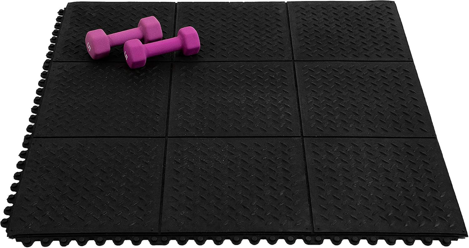 Durable 5/8" Evolution Rubber Interlocking Floor Tiles for Home Gym & Basement