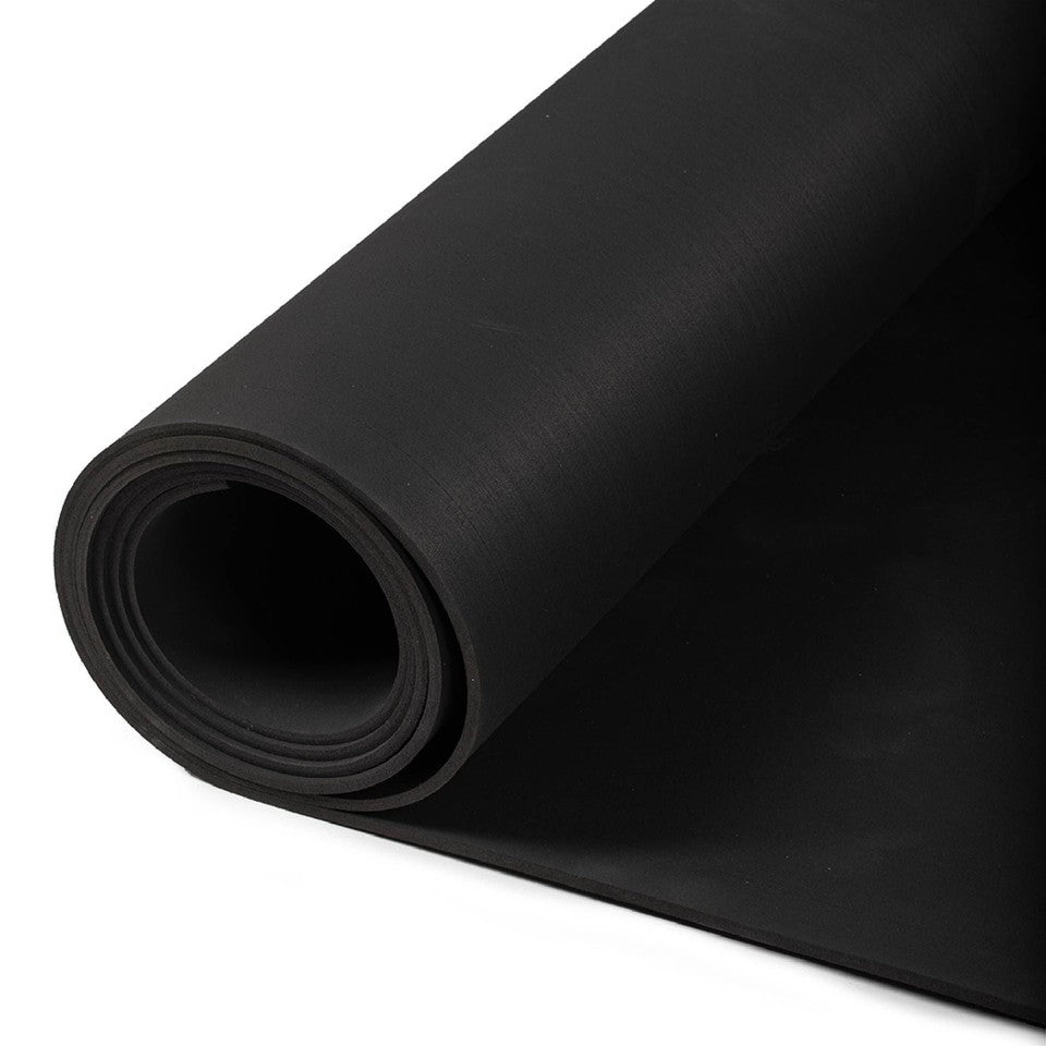 Fitness 15ftx4ftx8mm Black Rubber Gym Flooring Roll, Non-Slip Textured Mat