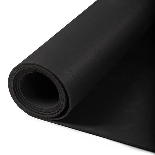 Fitness 15ftx4ftx8mm Black Rubber Gym Flooring Roll, Non-Slip Textured Mat
