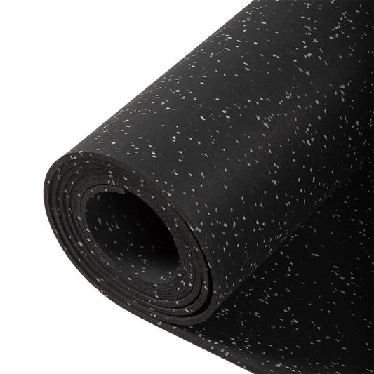Fitness 15ftx4ftx8mm Gray Crumb Rubber Gym Flooring Roll, Non-Slip Texture