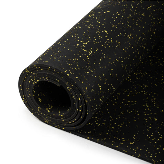 Fitness 15ftx4ftx8mm Yellow Crumb Rubber Gym Flooring Roll, Non-Slip