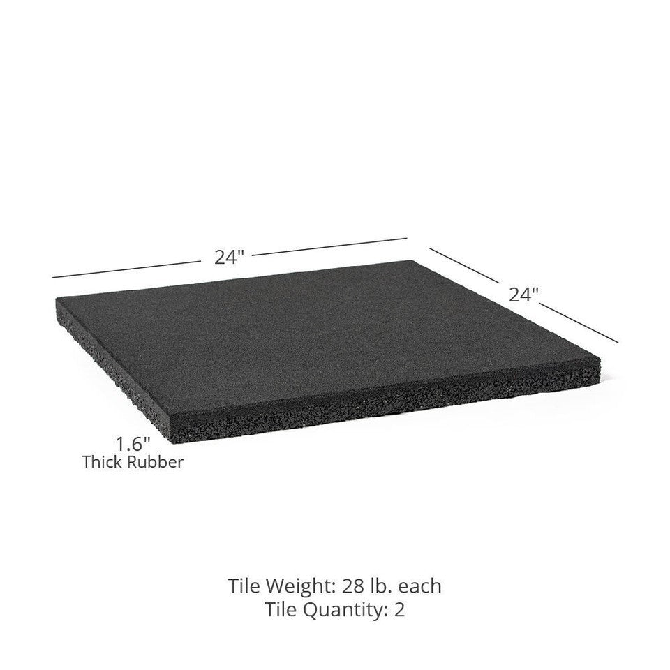 Fitness 2 Pack Rubber Lifting Tiles, 24" x 24" Shock-Absorbing Floor Mats
