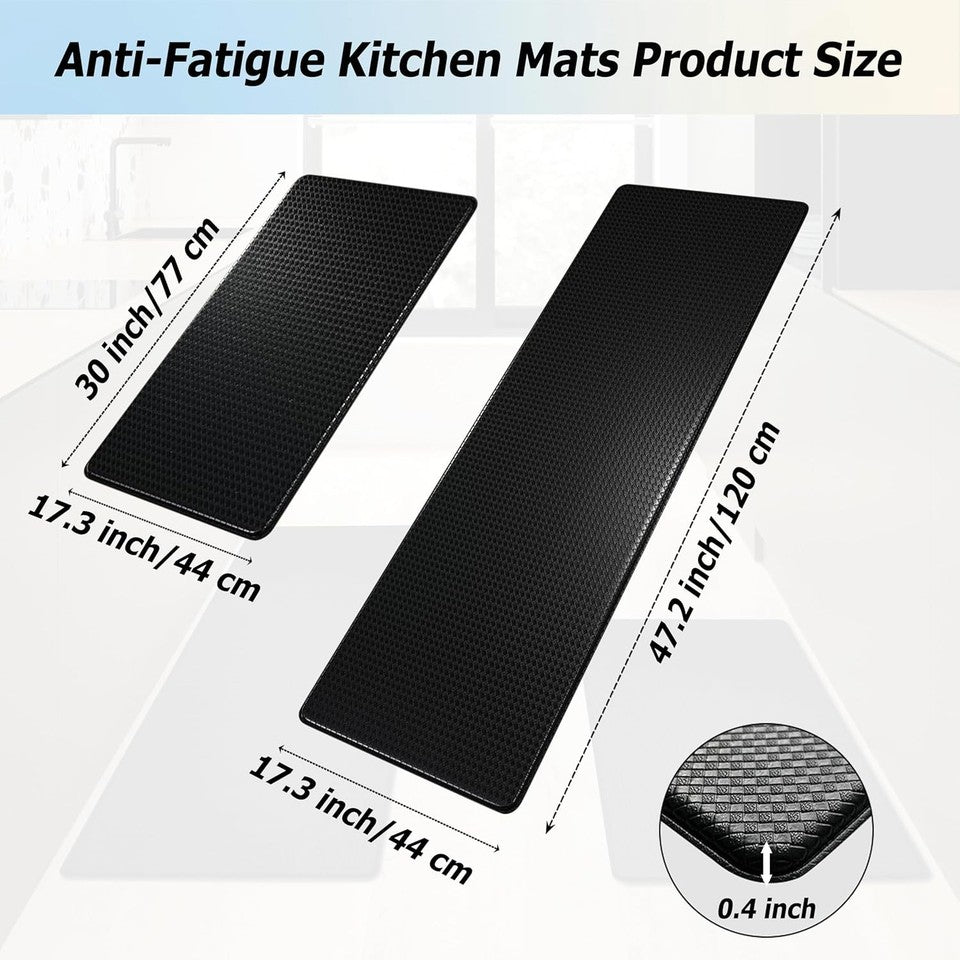 Kitchen Rugs Set of 2 Non-Slip Mats for Floor Ergonomic Cushioned Anti Fatigue