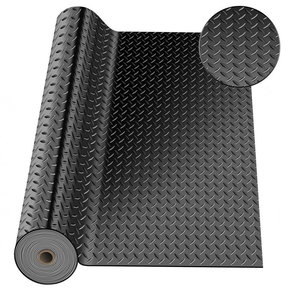 4 x 20 FT Garage Floor Mat Diamond Plate Rubber PVC Flooring Roll for SUV Truck