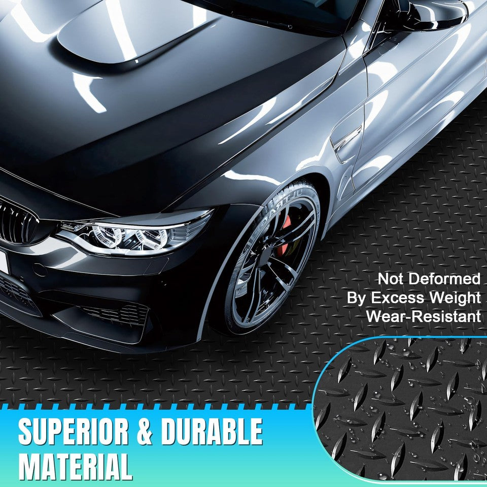 4 x 20 FT Garage Floor Mat Diamond Plate Rubber PVC Flooring Roll for SUV Truck