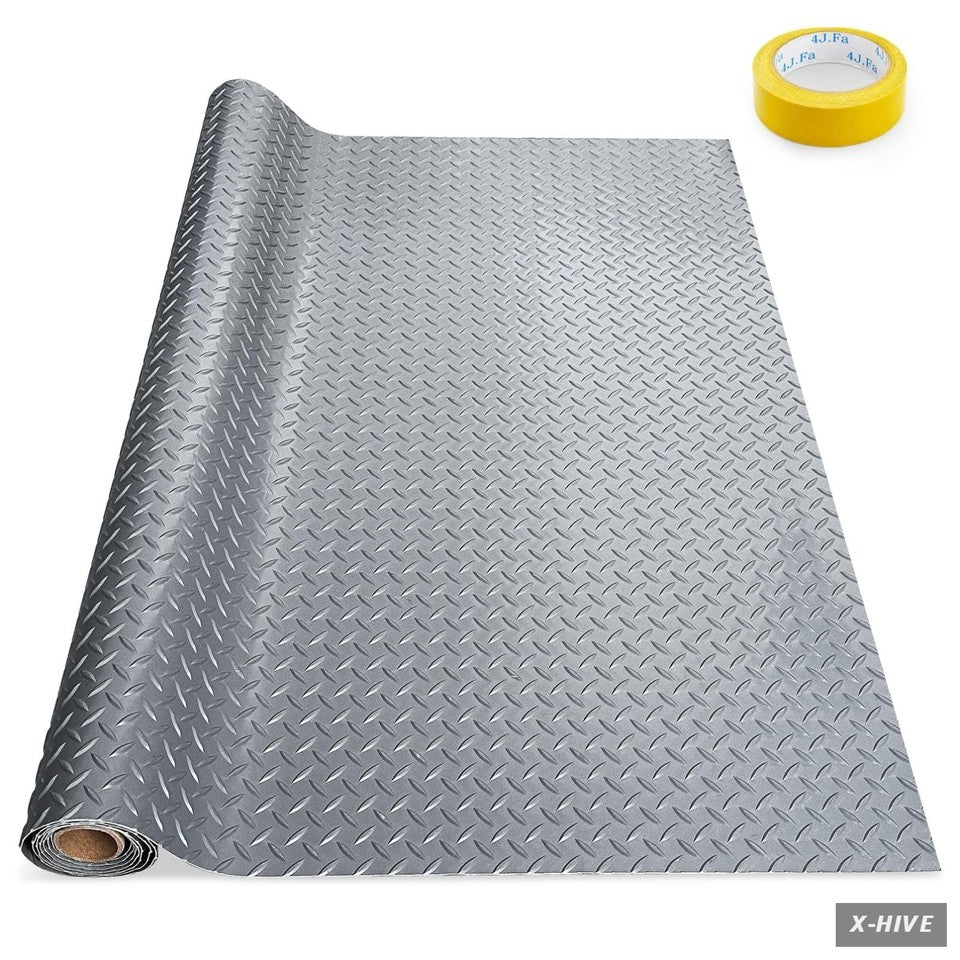 4×6FT Garage Floor Mat, 2.8mm Thickened with A Roll of Tape Gray 4FT×6FT Grey