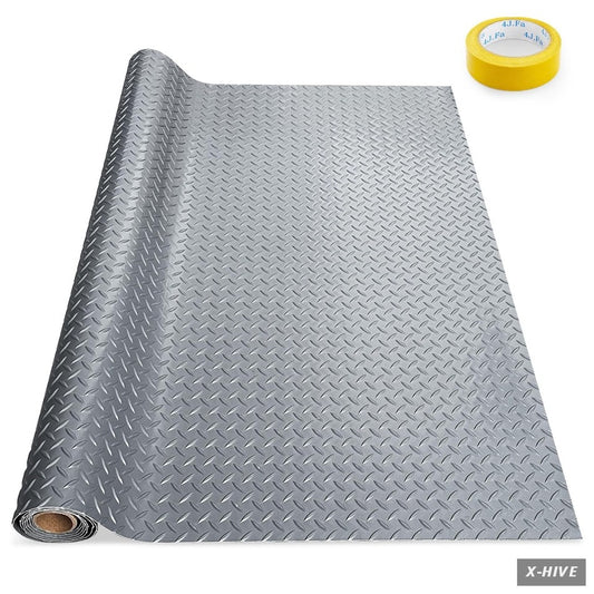 4×6FT Garage Floor Mat, 2.8mm Thickened with A Roll of Tape Gray 4FT×6FT Grey