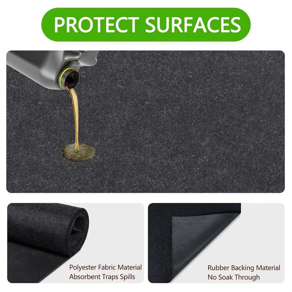 Garage Floor Mat 32"x64" Oil Spill Mat for Under Car Heavy Duty Parking Mat