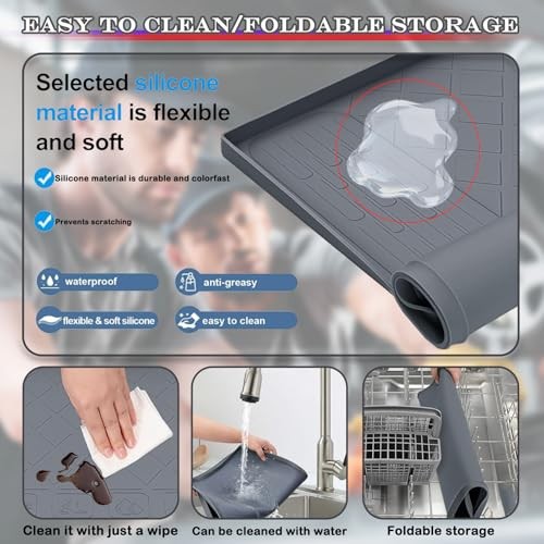 27"" x 27"" Garage Floor Mat Drip Tray - Oil Spill Mat Under Car - Grey