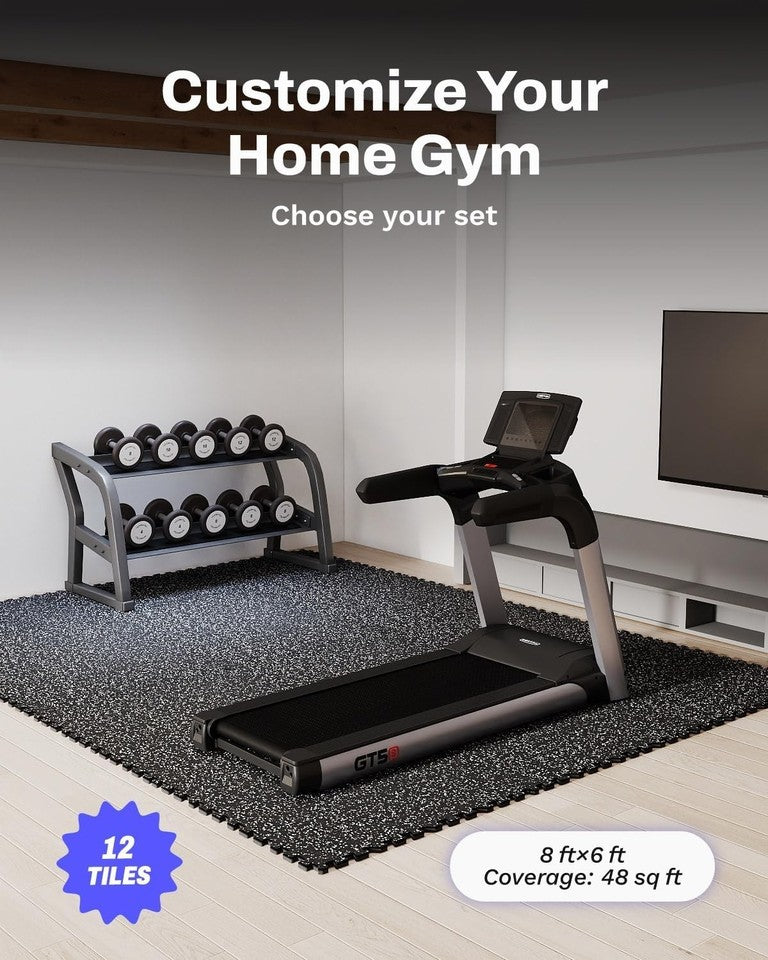 Gym Flooring Mats 48 Sq Ft Interlocking Rubber EVA Foam Tiles Non-Slip Home gym