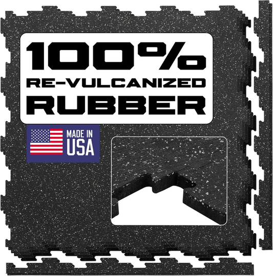 Heavy Duty 12MM Interlocking Rubber Floor Tiles - 4-Pack for Home Gym & Garage