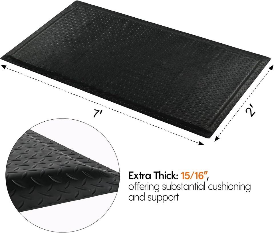 Heavy Duty Anti-Fatigue Mat 2' x 7' for Comfort in Commercial Kitchens