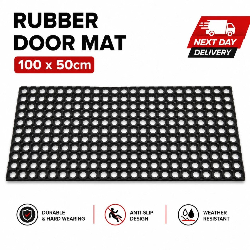 Heavy Duty Rubber Door Mat Non Slip Outdoor Entrance Floor Mat Dirt Scraper UK