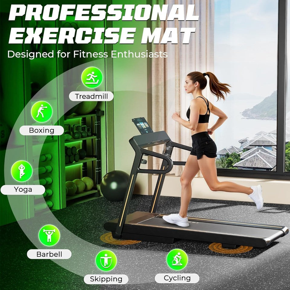 Heavy Duty Rubber Gym Flooring Mats 0.56 Inch Thick Interlocking Tiles 48 Sq Ft