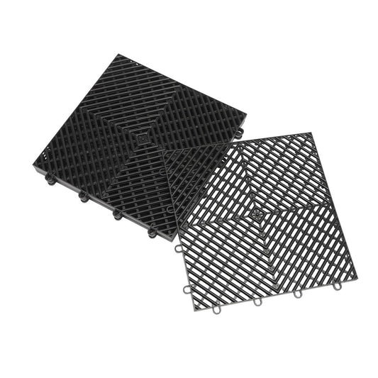 12x12x0.5 Inch 55PC Deck Tile Black Rubber Tiles Interlocking Garage Floor Tiles