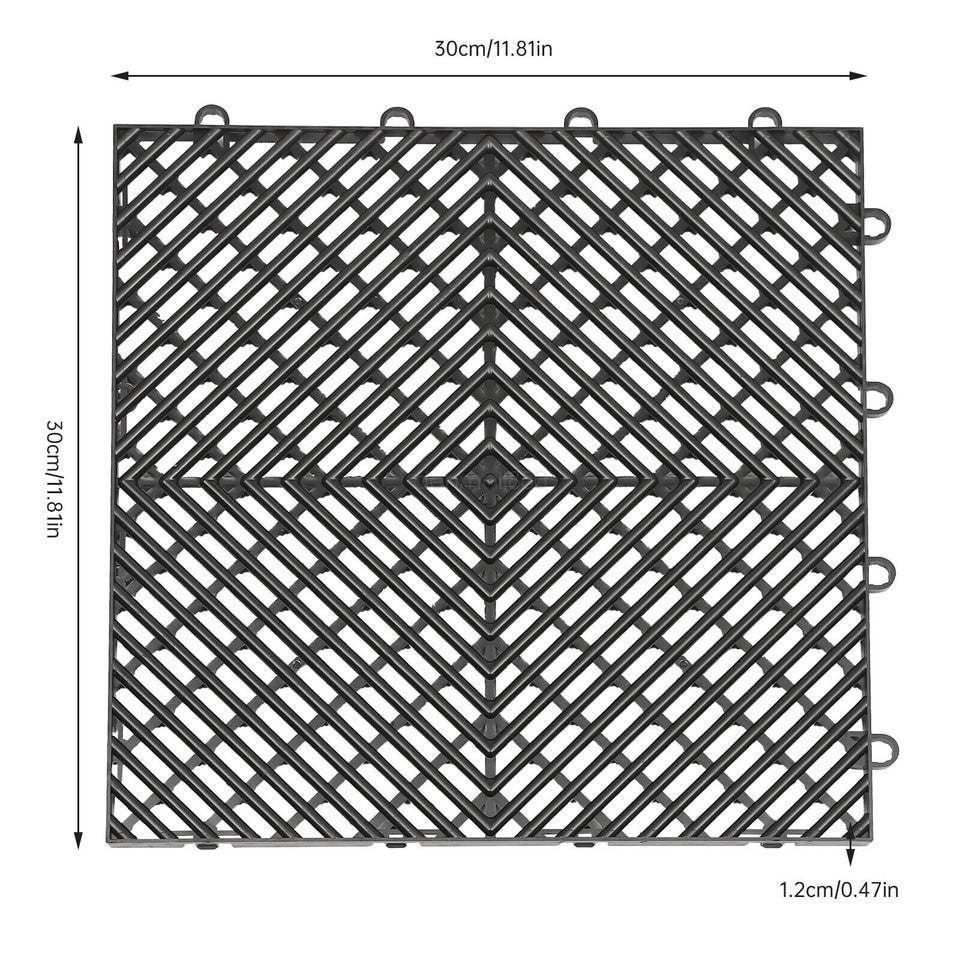 12x12x0.5 Inch 55PC Deck Tile Black Rubber Tiles Interlocking Garage Floor Tiles