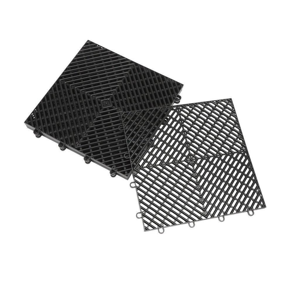 12x12x0.5 Inch 55PC Deck Tile Black Rubber Tiles Interlocking Garage Floor Tiles