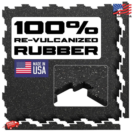 Interlocking Rubber Floor Tiles 12MM – Heavy Duty 100% Rubber Gym Flooring for H