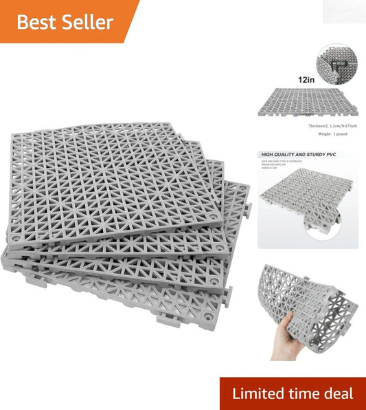 Modular 12" x 12" Interlocking Rubber Tiles - Ideal for Pools, Patios & Showers