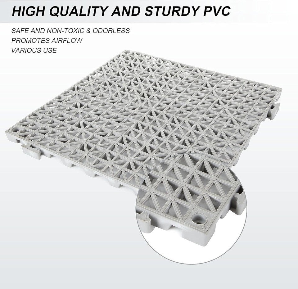 Modular 12" x 12" Interlocking Rubber Tiles - Ideal for Pools, Patios & Showers