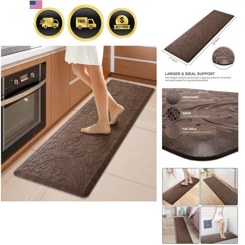 Kitchen Mat Cushioned Anti-Fatigue Waterproof Non-Slip Standing Mat Ergonomic...