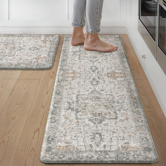 Kitchen Mats for Floor 2Pcs, Washable anti Fatigue Mat for Cushioned, 17.3"X47"+