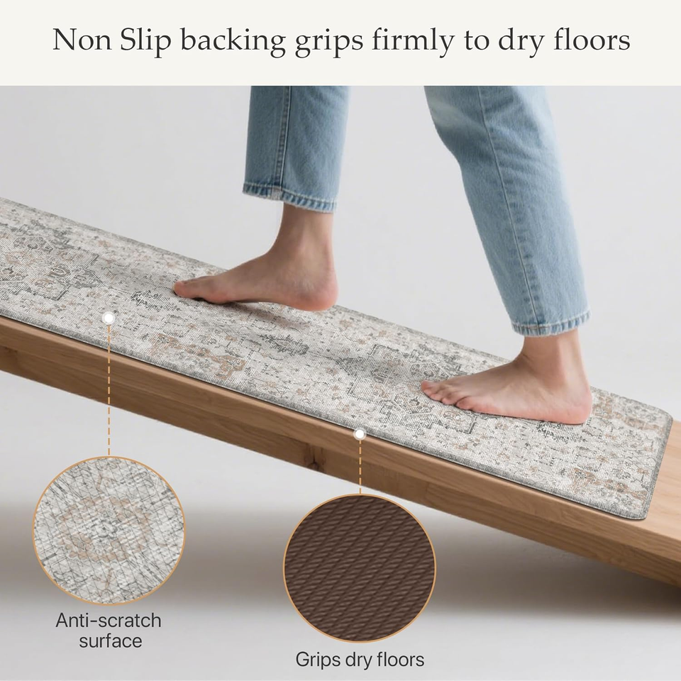 Kitchen Mats for Floor 2Pcs, Washable anti Fatigue Mat for Cushioned, 17.3"X47"+