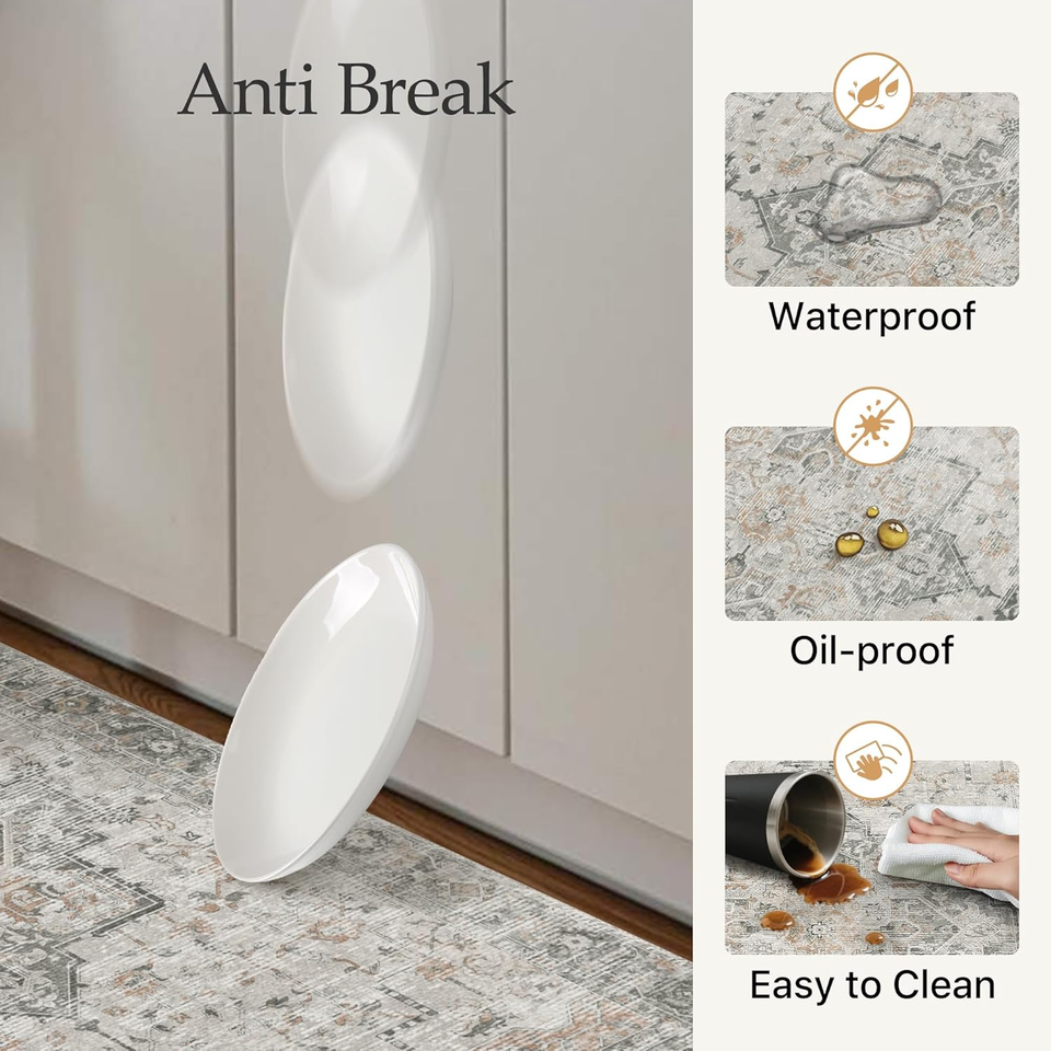 Kitchen Mats for Floor 2Pcs, Washable anti Fatigue Mat for Cushioned, 17.3"X47"+