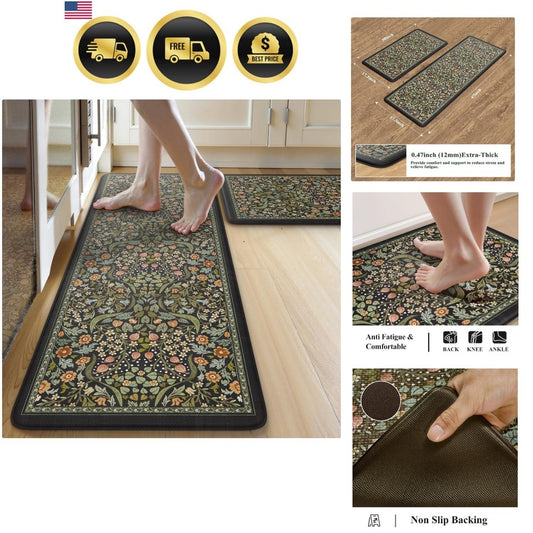 Kitchen Mats for Floor 2PCS, Cushioned Anti Fatigue Mat Non Slip Waterproof K...