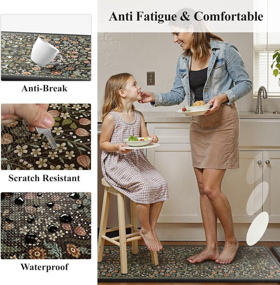 Kitchen Mats for Floor 2PCS, Cushioned Anti Fatigue Mat Non Slip Waterproof K...