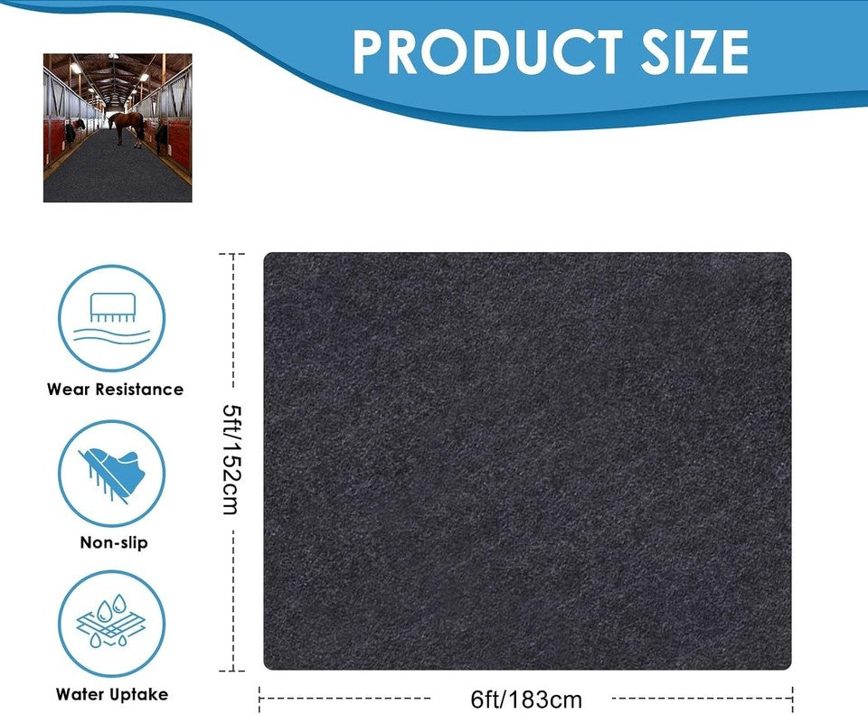 Lightweight Horse Stall Mats 48''x72'' - Non-Slip Back