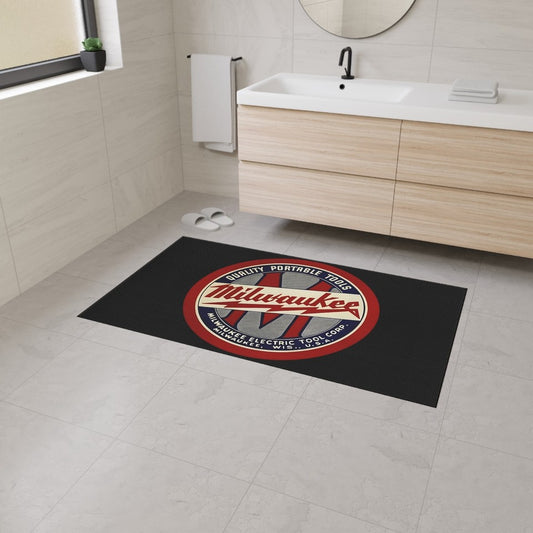 Milwaukee Heavy Duty Floor Mat - Vintage Style Workshop Decor, Garage Mat