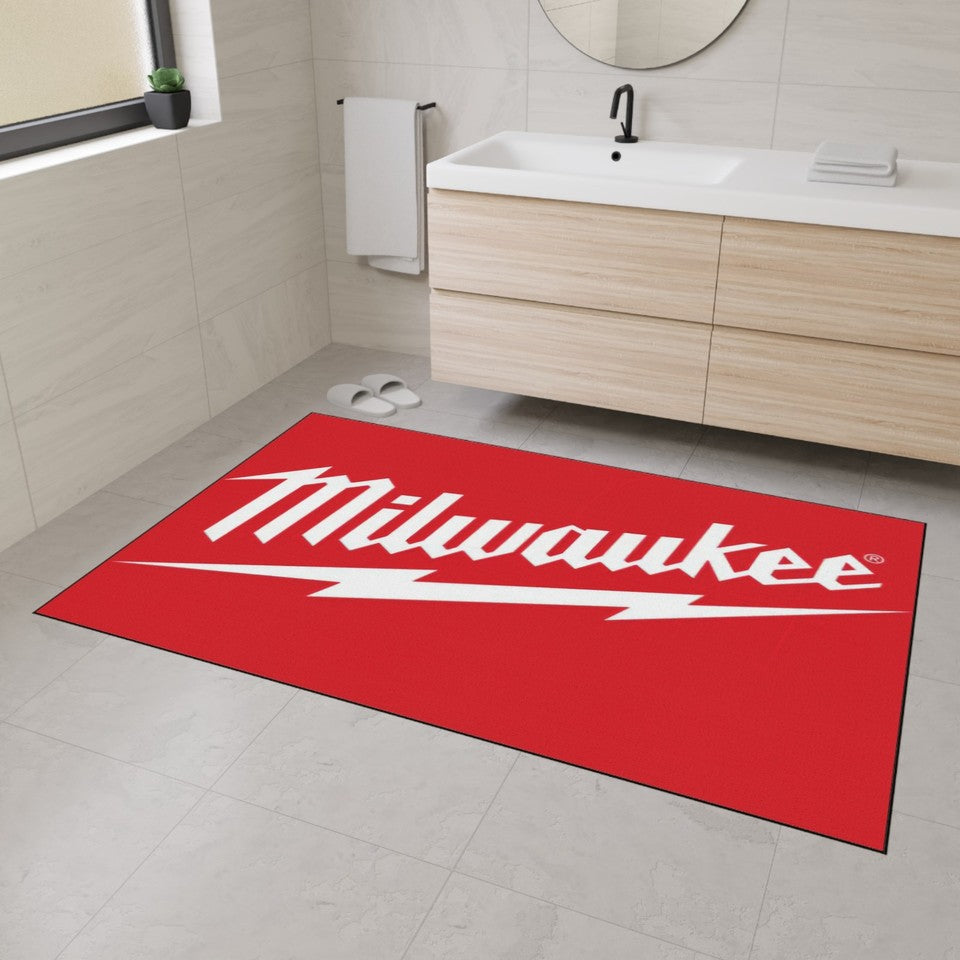 Milwaukee Red Heavy Duty Floor Mat - Durable Entryway Rug, Work Shop Mat, Garage