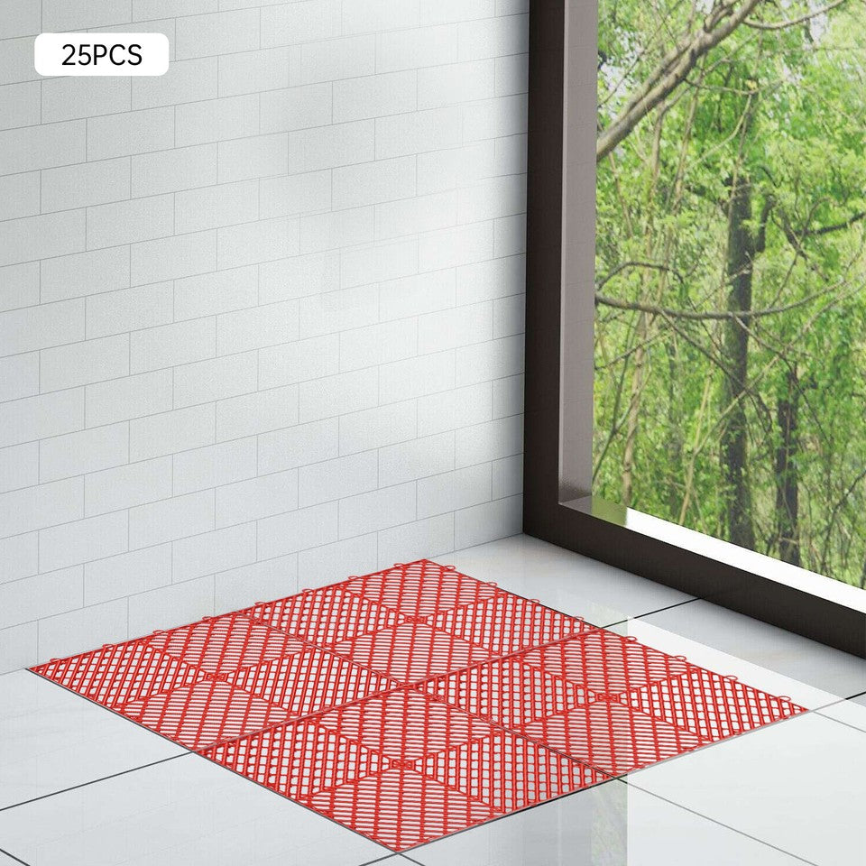 New Interlocking Deck Patio Garage Floor Tiles 25PCS Hydrophobic & Sand Drainage
