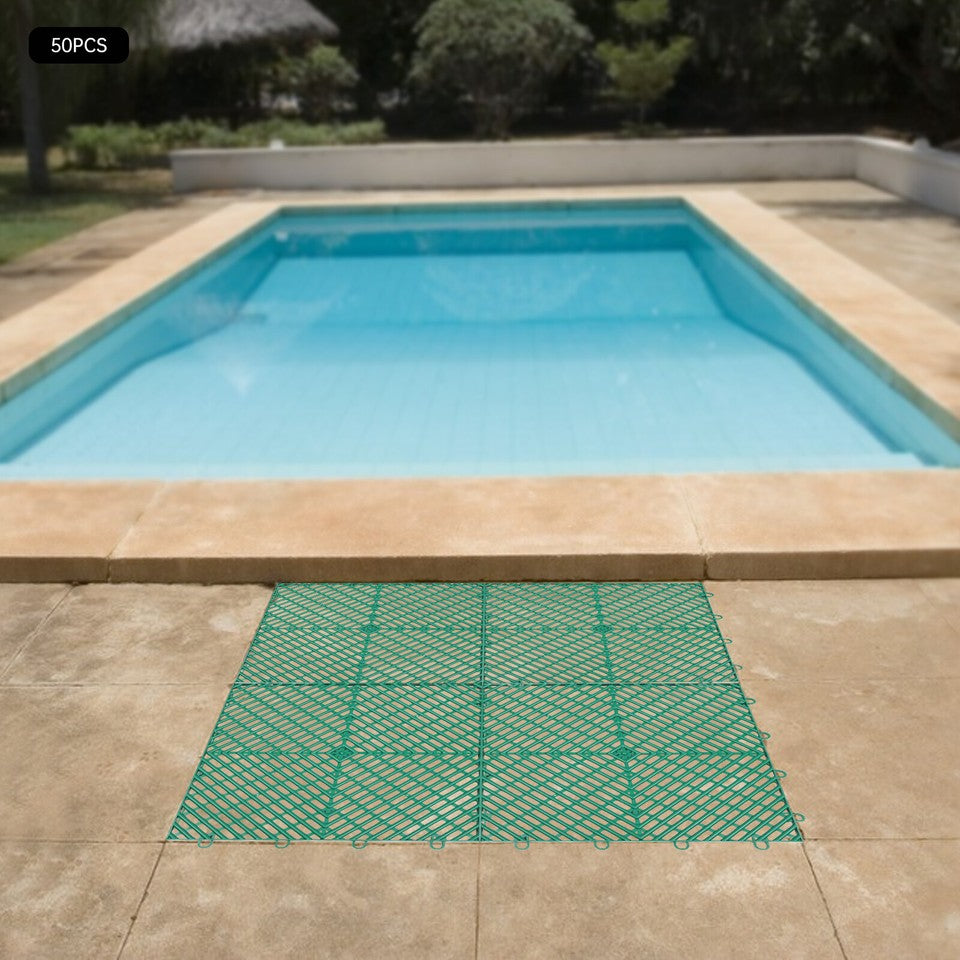 New Interlocking Garage Floor Tiles 50 PCS Deck 12"x12" Snow Water Drainage
