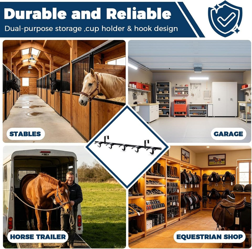 2PCS Heavy-Duty 5-Spot Detachable Wall Mount Horse Bridle Tack Hooks Stall Rack