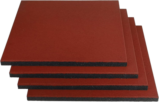 Heavy Duty 4 Pack Rubber Interlocking Tiles - Non-Slip Green Flooring Mat