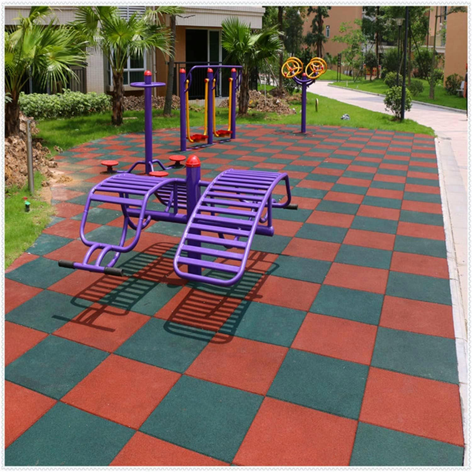 Heavy Duty 4 Pack Rubber Interlocking Tiles - Non-Slip Green Flooring Mat