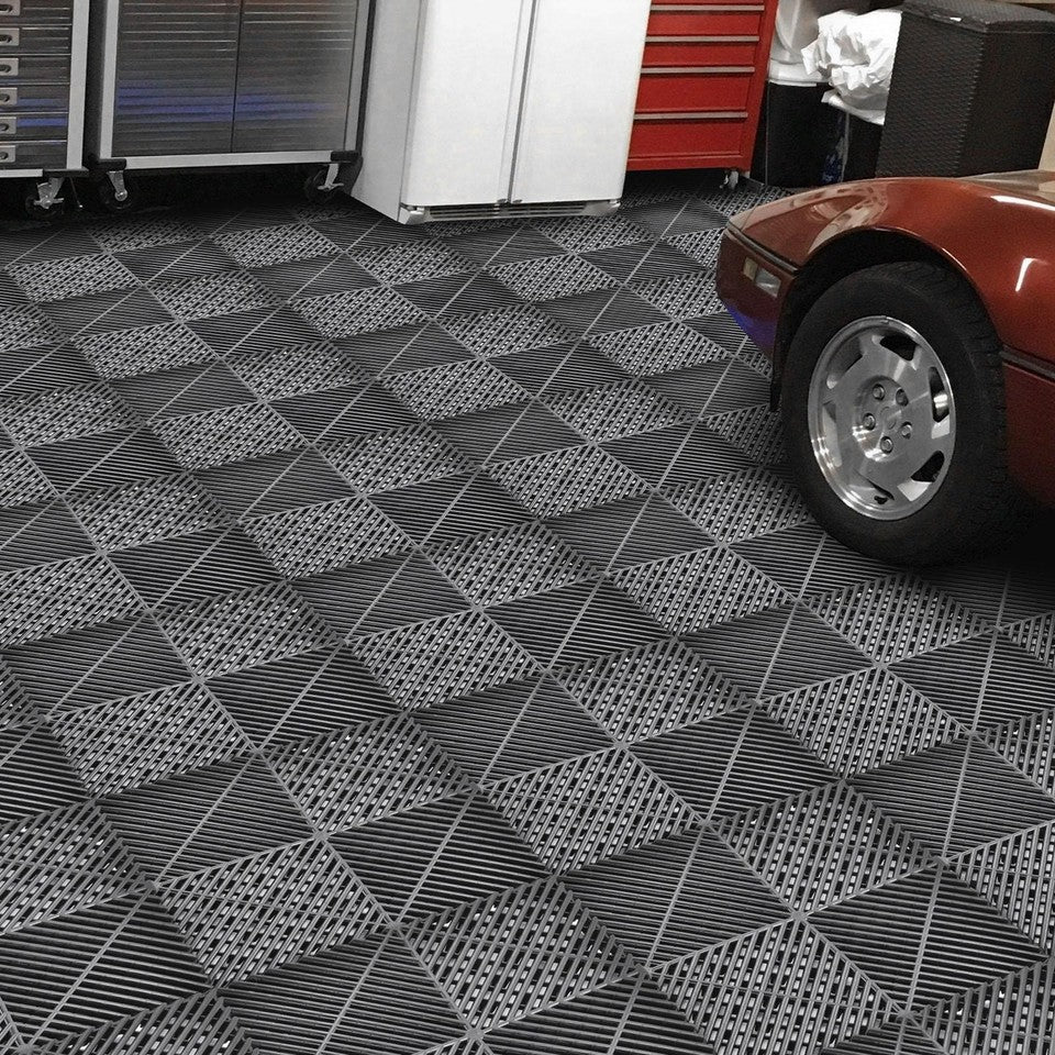 40 Packs Interlocking Garage Floor Tiles Vented Water Drainage 15.75x15.75''