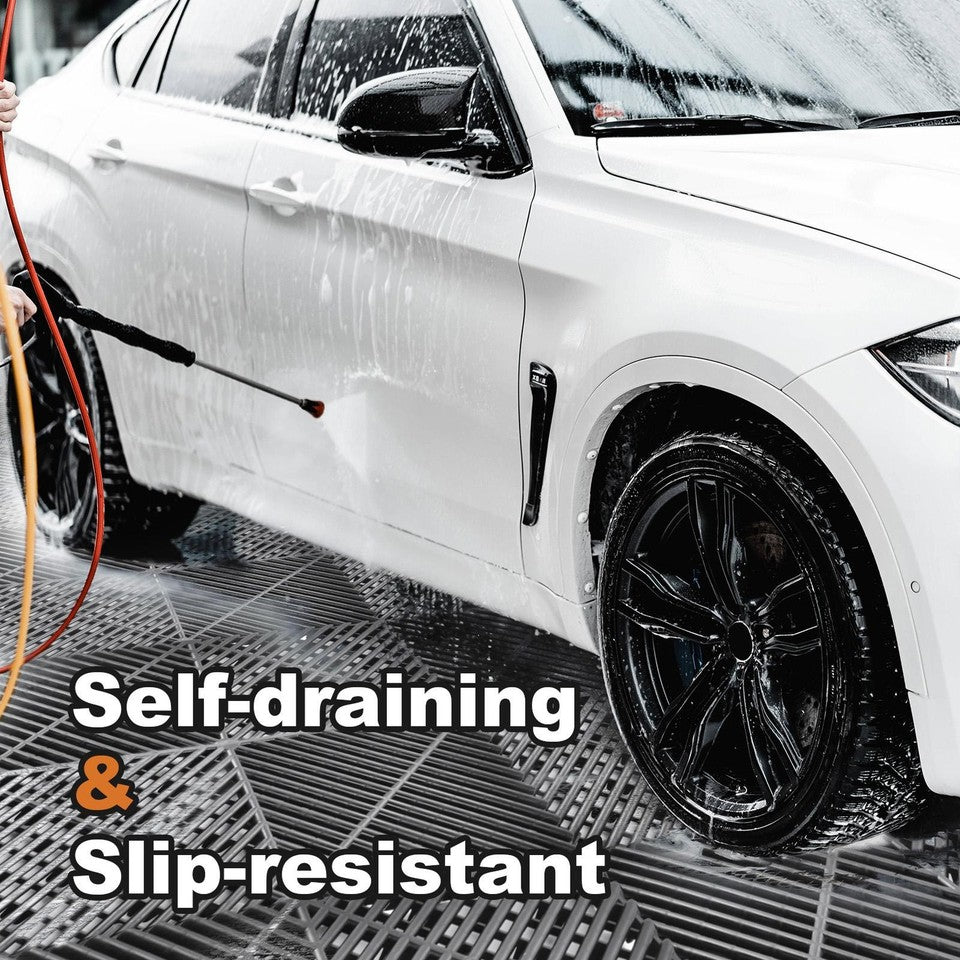 40 Packs Interlocking Garage Floor Tiles Vented Water Drainage 15.75x15.75''
