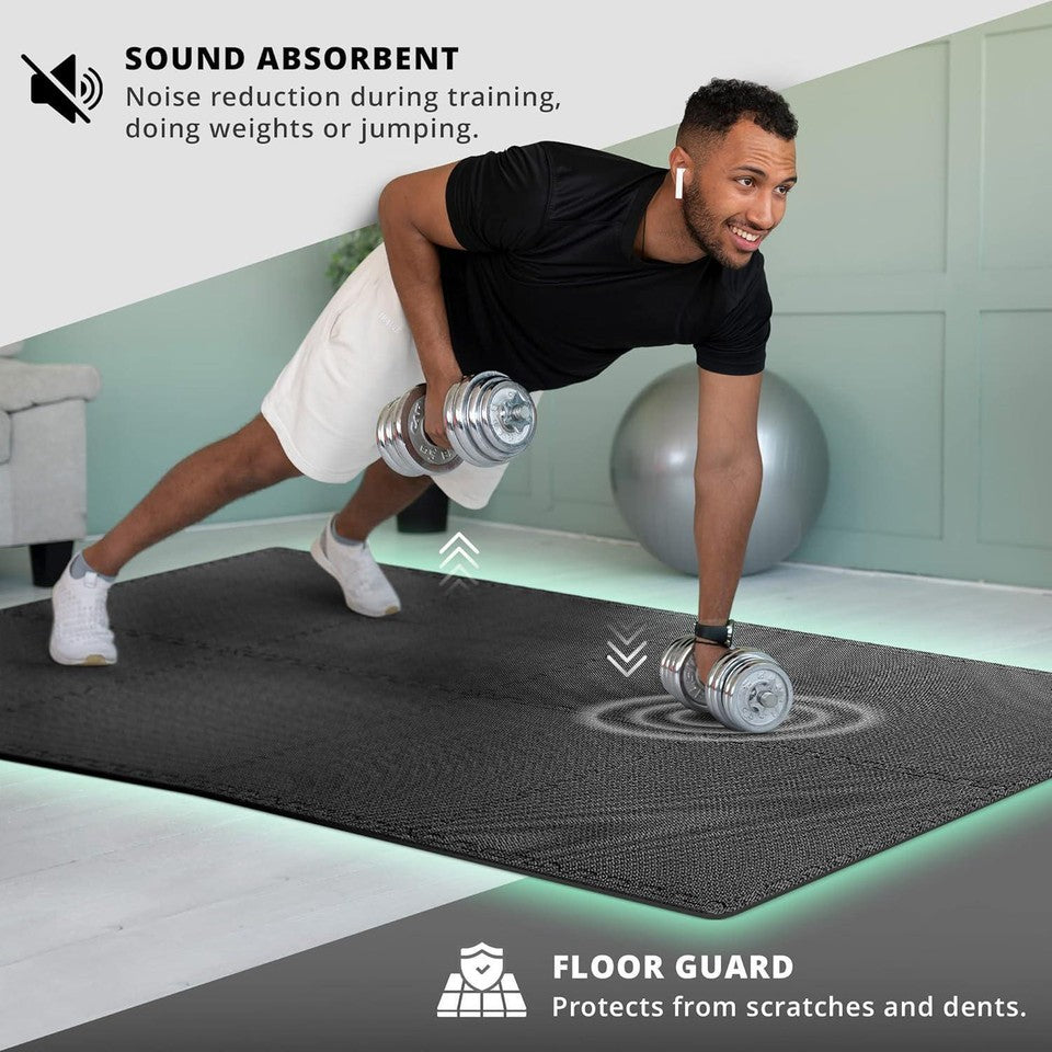 18 Pcs EVA Interlocking Foam Gym Mats 12.6x12.6x0.4" 18sqft Tiles Flooring