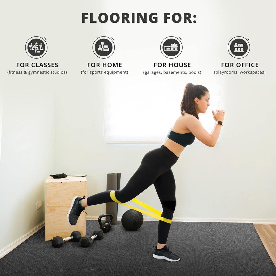 18 Pcs EVA Interlocking Foam Gym Mats 12.6x12.6x0.4" 18sqft Tiles Flooring