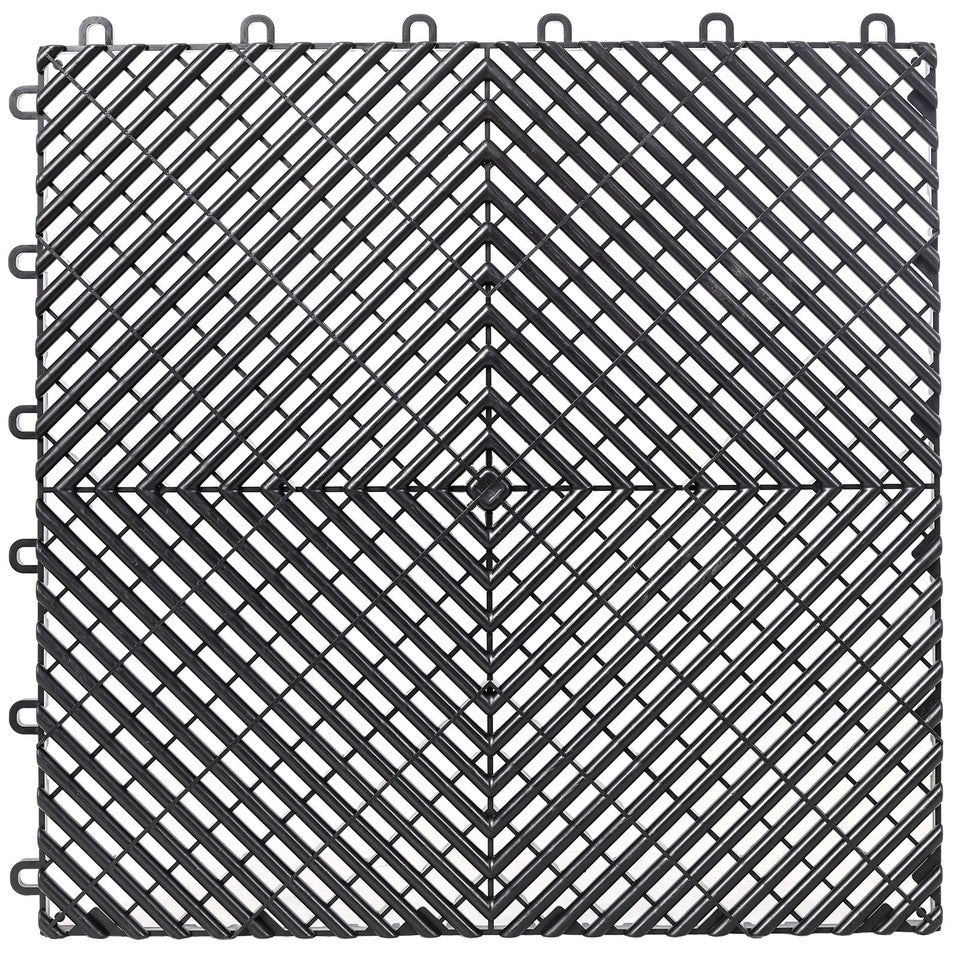 25pcs 15.6x15.6" Plastic Interlocking Modular Garage Flooring Tile Drainage Tile