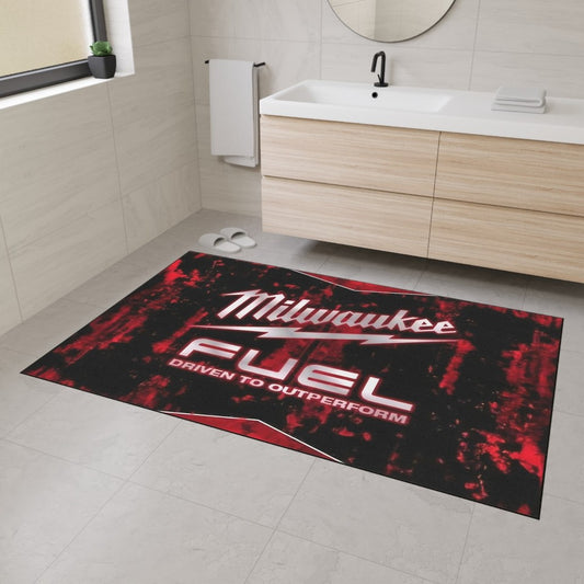 Red and Black Milwaukee Fuel Heavy Duty Floor Mat, Workshop Garage Decor Gift