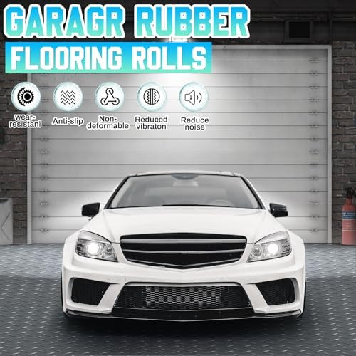 16 in x 10 ft Rubber Rolls Garage Floor Mat 16 in X 10 ft Grey Diamond Plate