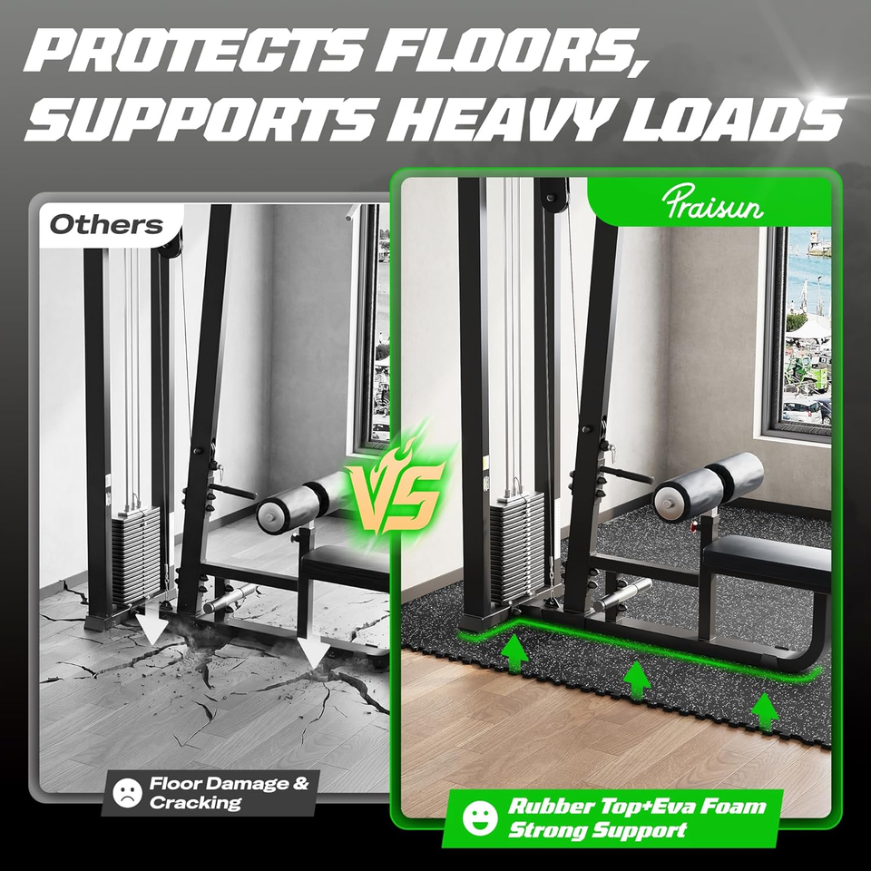 0.56" Rubber Top Gym Flooring, Heavy Duty Interlocking Gym Mats for Home Gym, No